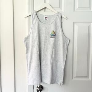 Anvil Vintage Grey San Diego California Tri Gecko Embroidered Logo Tank L USA